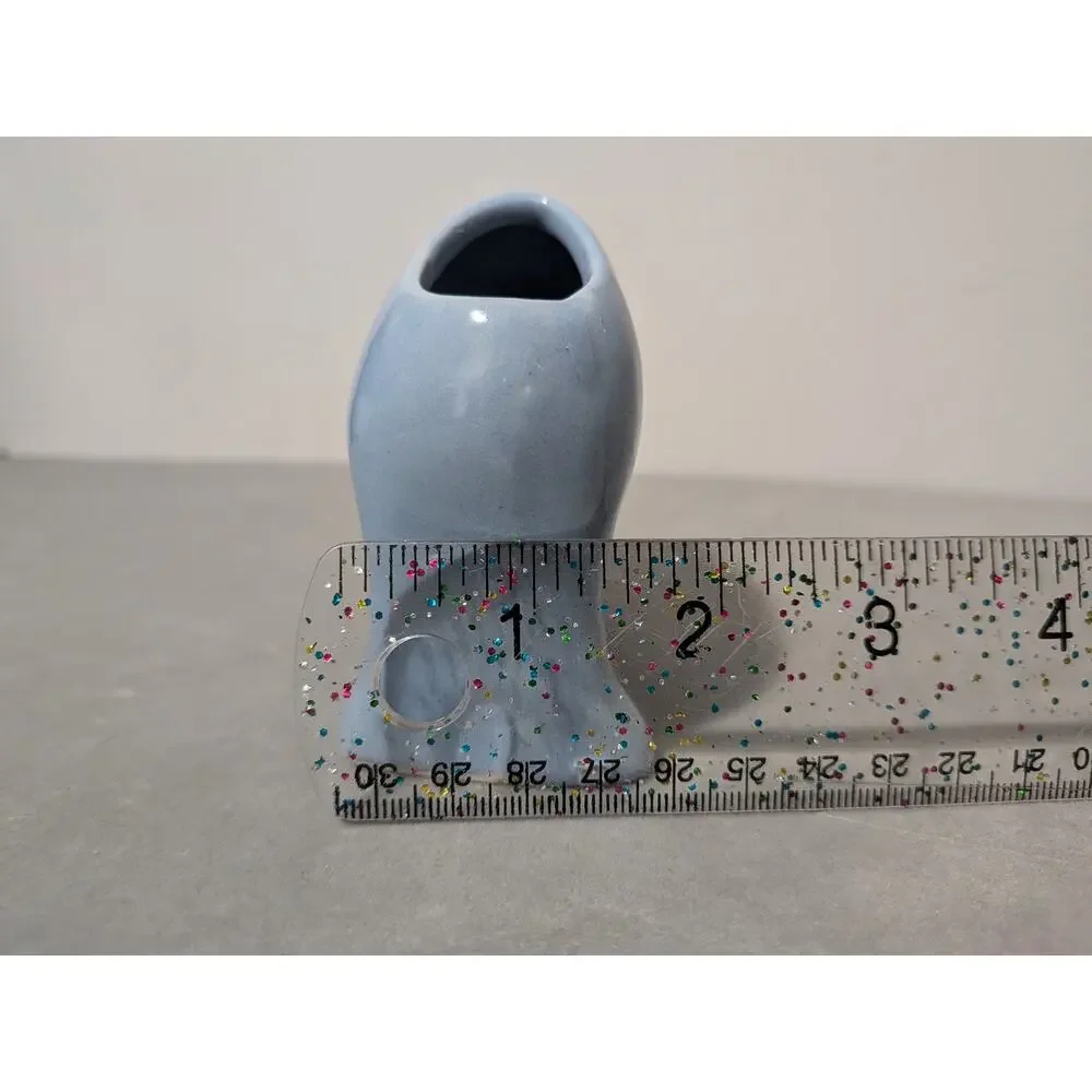 Vintage McCoy Morton Ceramic Blue Cat Planter Vase Arched MCM Kitten 1950s